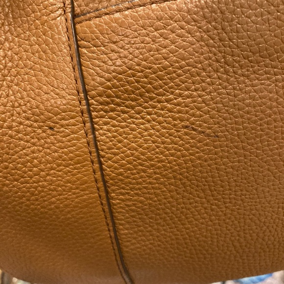 Michael Kors Brown Pebbled Leather Studded Strap Hobo Shoulder Bag MK Charm - Picture 7 of 7